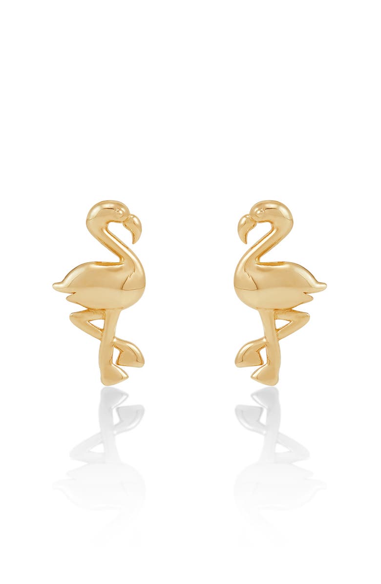 Frankie & Zoe Flamingo Stud Earrings, Alternate, color, Yellow Gold