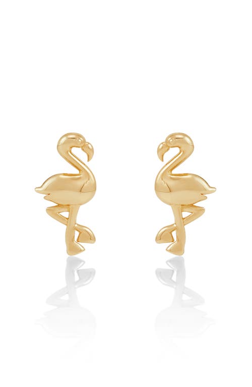Frankie & Zoe Flamingo Stud Earrings In Gold