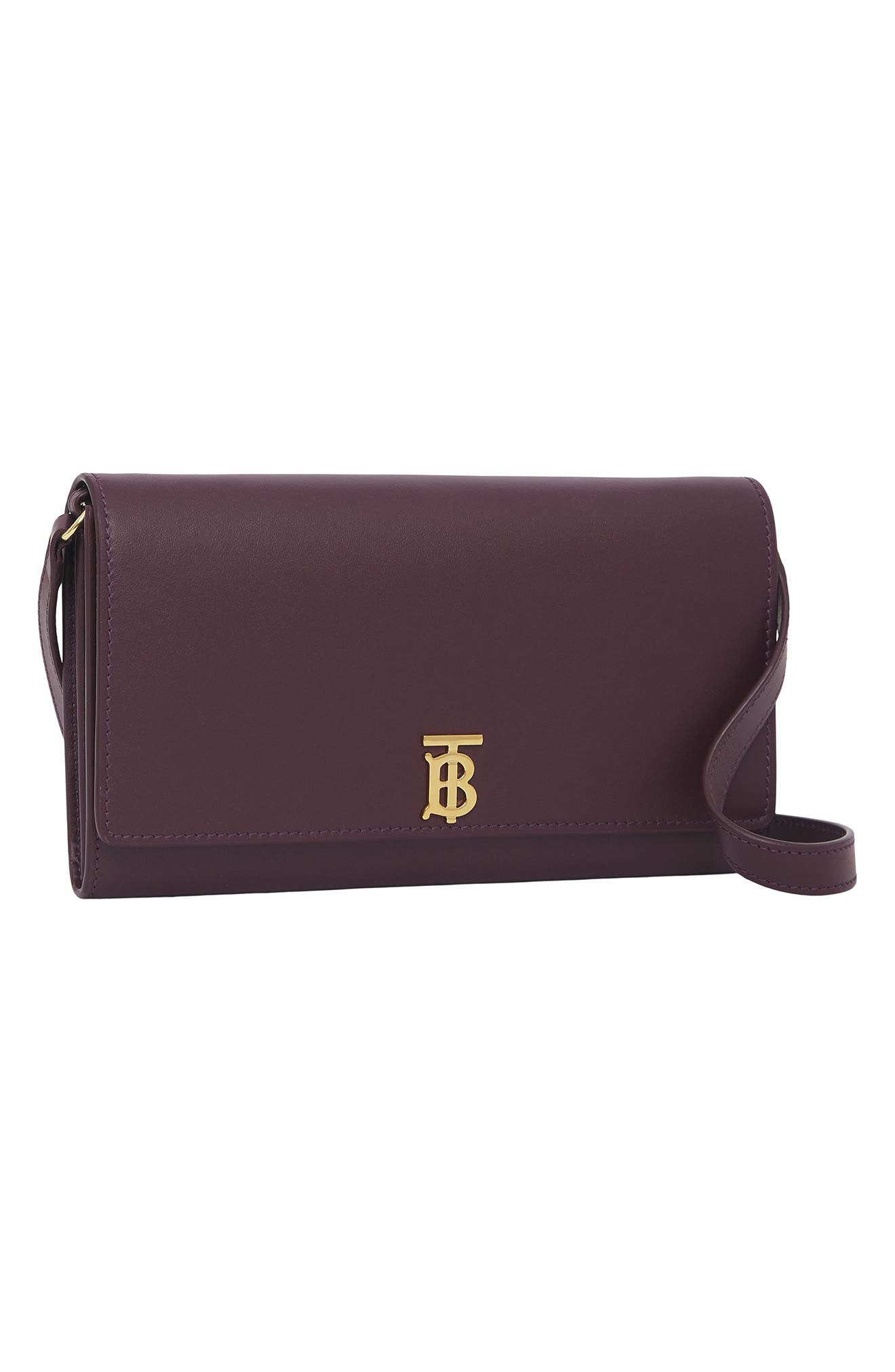 Burberry Hannah Leather Wallet on a Strap, Alternate, color, 