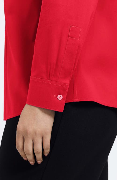 Foxcroft June Stretch Cotton Blend Button-up Shirt In Red