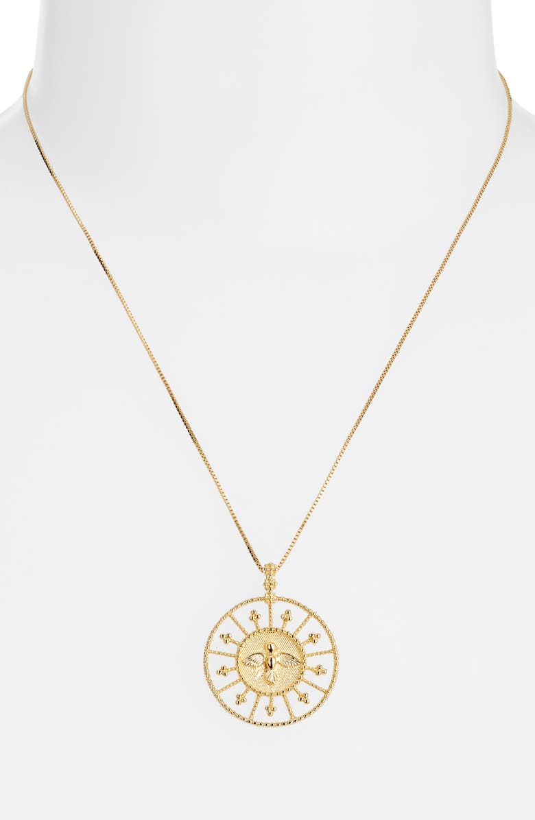 Child of Wild Feathers of Peace Pendant Necklace, Alternate, color, Gold