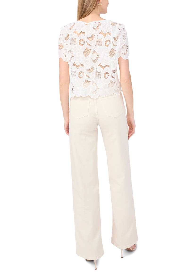 Short Sleeve Lace Top, Alternate, color, ULTRA WHITE