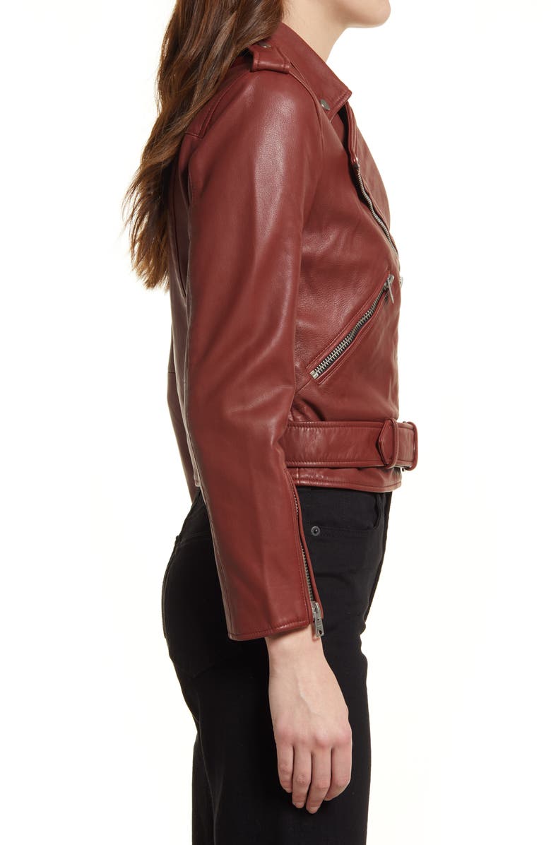 AllSaints Balfern Leather Biker Jacket, Alternate, color, 