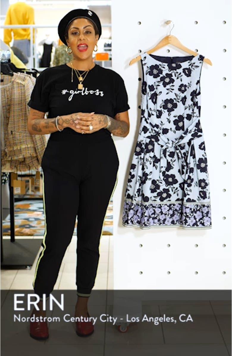 Floral & Stripe Fit & Flare Dress, sales video thumbnail