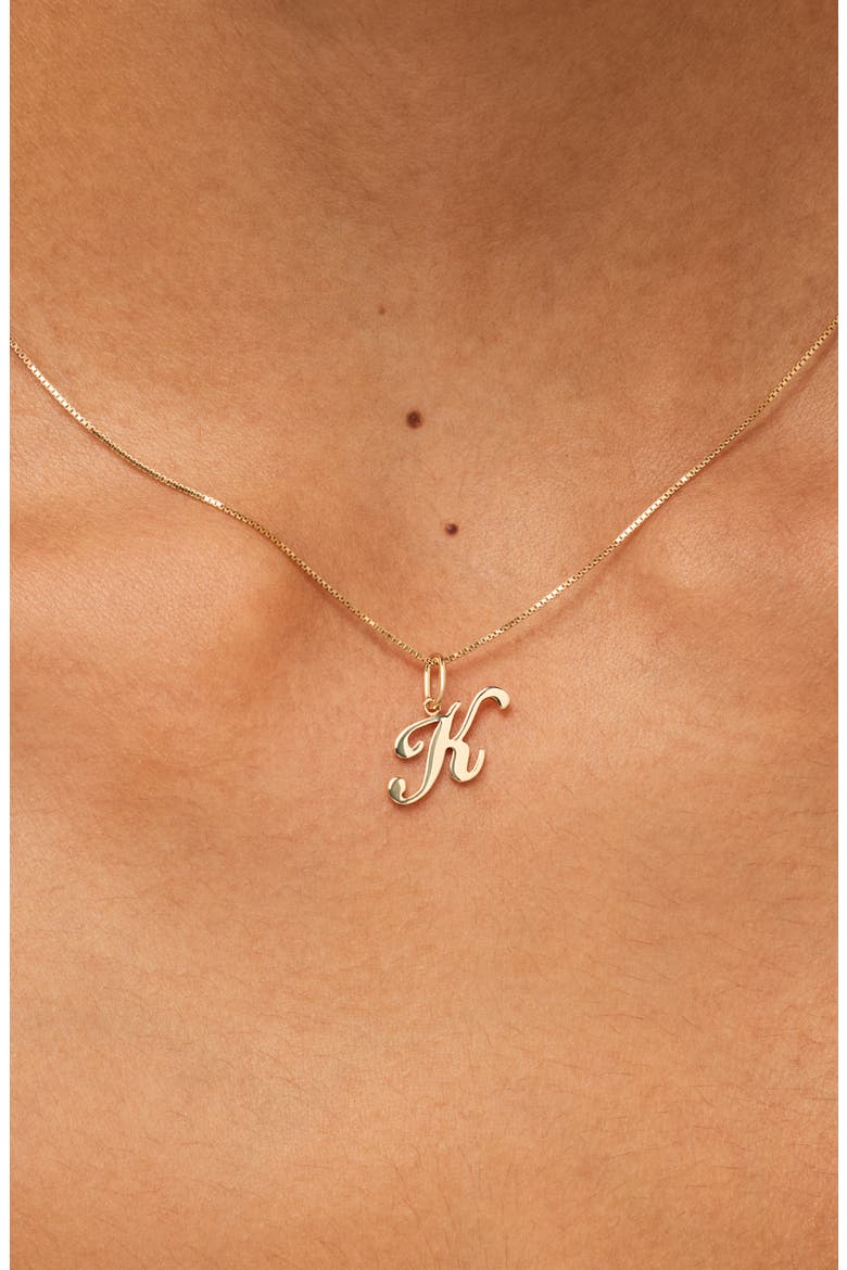 Solid Yellow Gold - Script Letter Necklace, Alternate, color, N