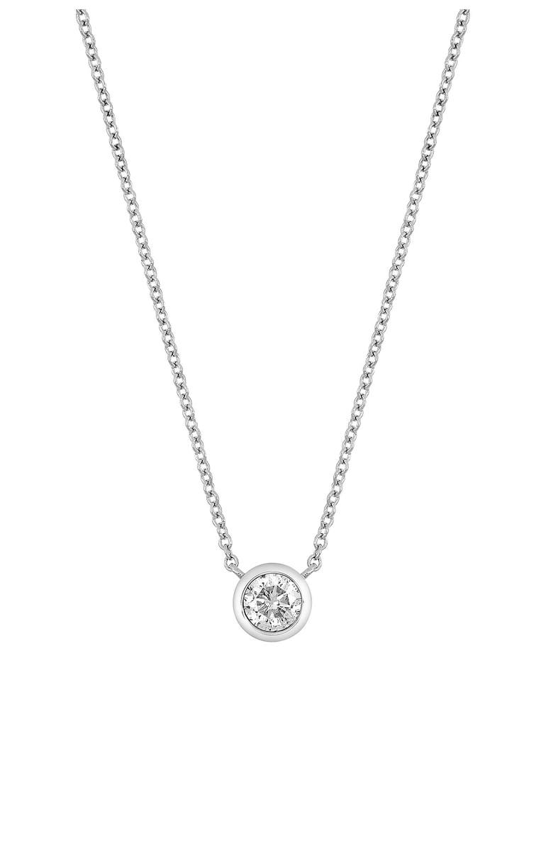 Bony Levy 14K White Gold Bezel Set Diamond Solitaire Pendant Necklace - 0.25 ctw, Alternate, color, 
