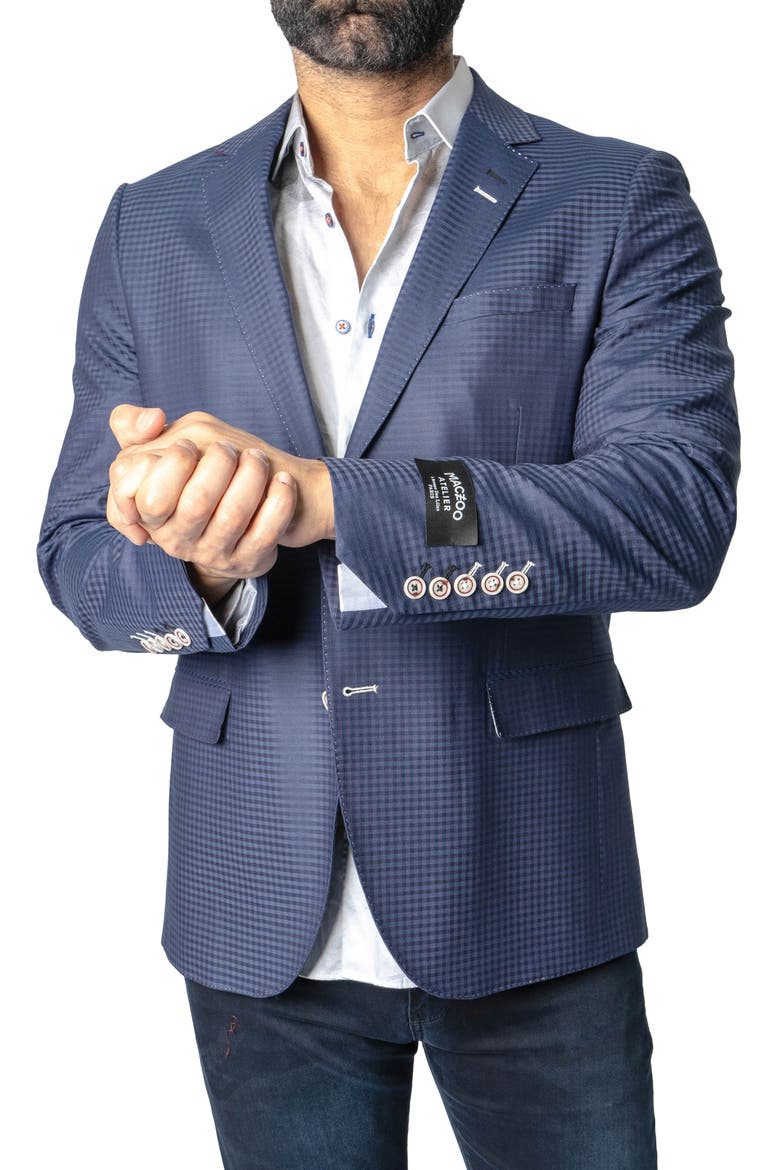 Socrates Check Stretch Wool Blend Blazer, Alternate, color, BLUE