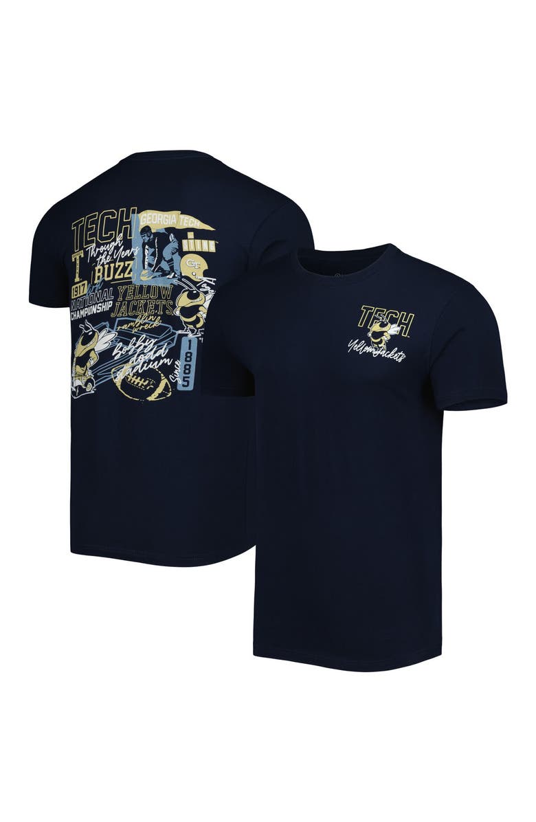 IMAGE ONE Men's Navy Georgia Tech Yellow Jackets Vintage Through the Years Two-Hit T-Shirt, Main, color,