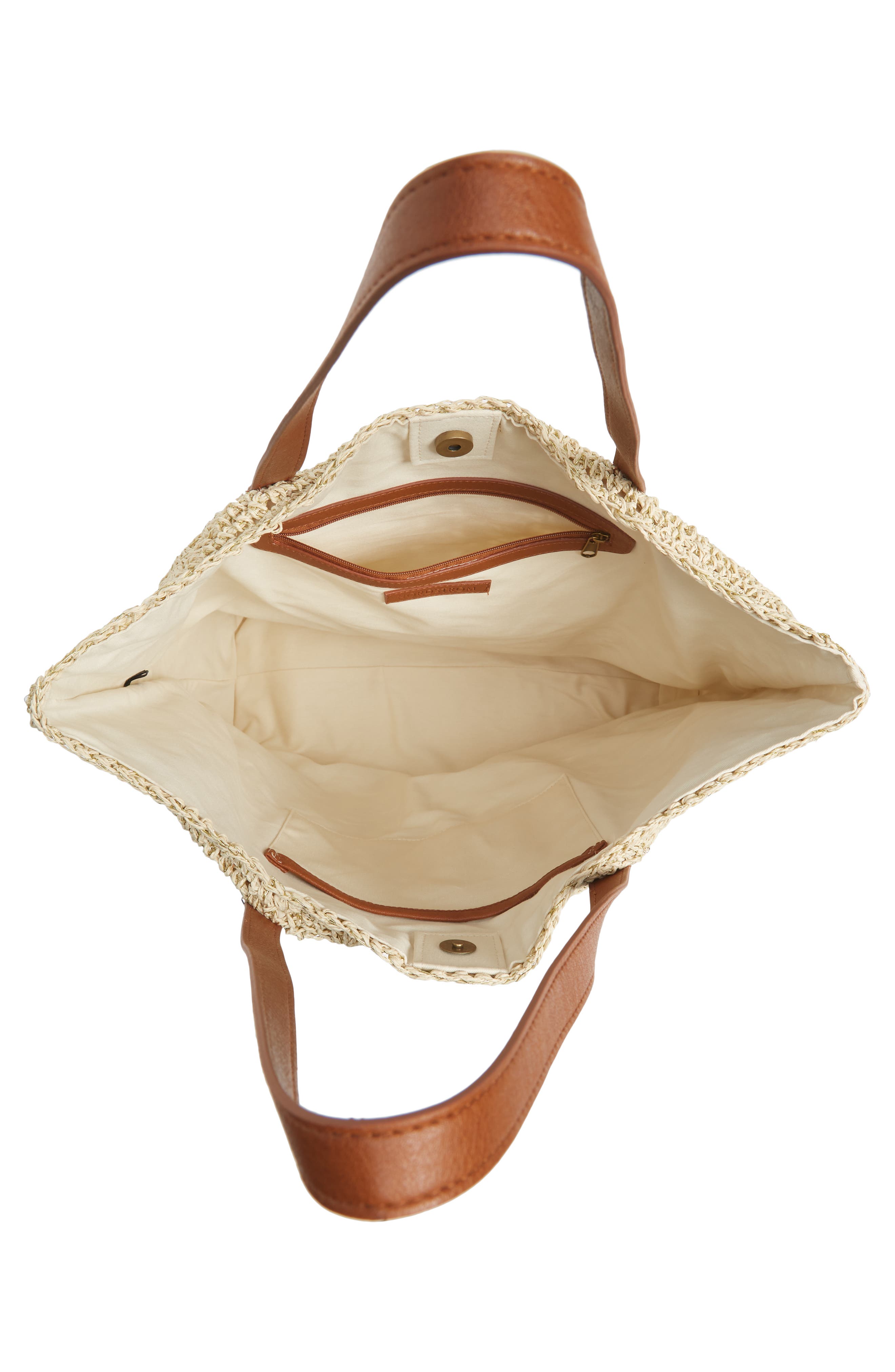 Barnet Metallic Straw Packable Woven Tote, Alternate, color, NATURAL