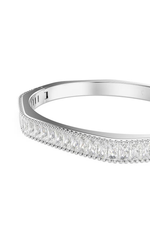 Swarovski Crystal Dextera Bangle Octagon Shape Pave Medium White Rhodium Plated In White