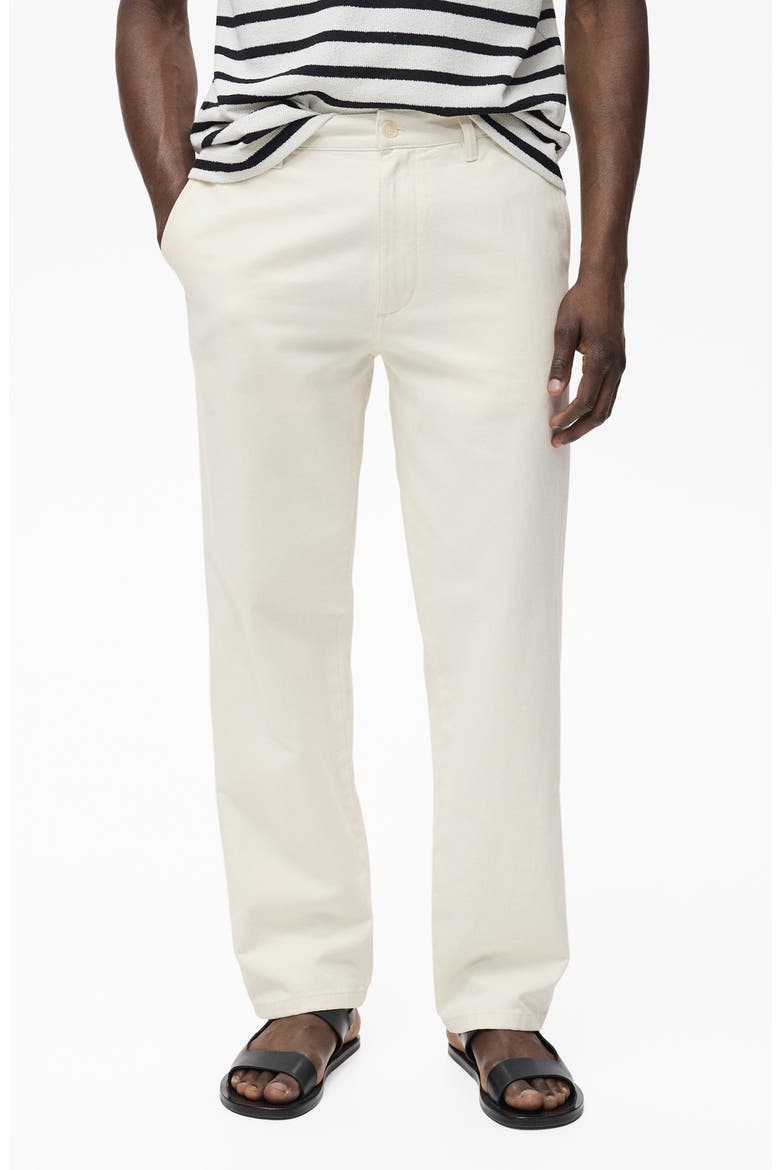 Cotton & Linen Straight Leg Jeans, Main, color, OFF WHITE