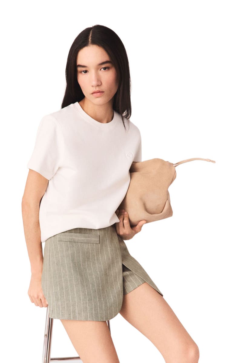 maje Layered linen blend shorts, Alternate, color, Khaki