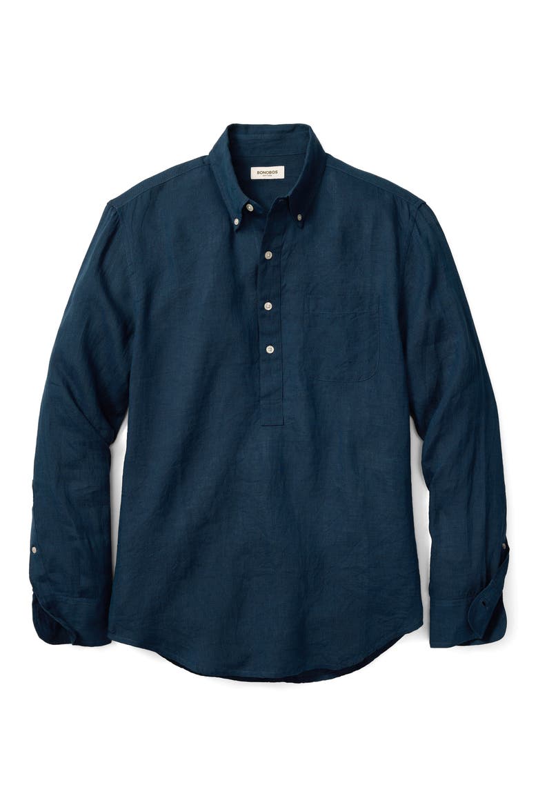 Everyday Linen Popover Shirt, Alternate, color, NAVY BLUE