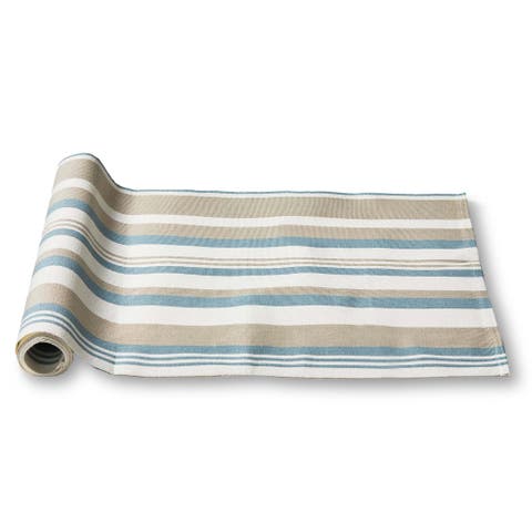 Clearwater Stripe Cotton Table Runner Multicolor Summer Design