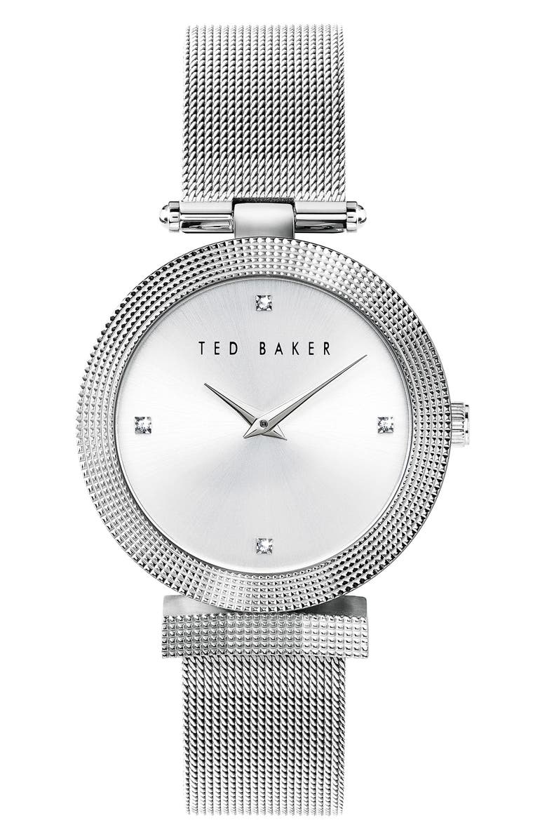 Ted Baker London Bow Mesh Strap Watch, 36mm, Main, color,