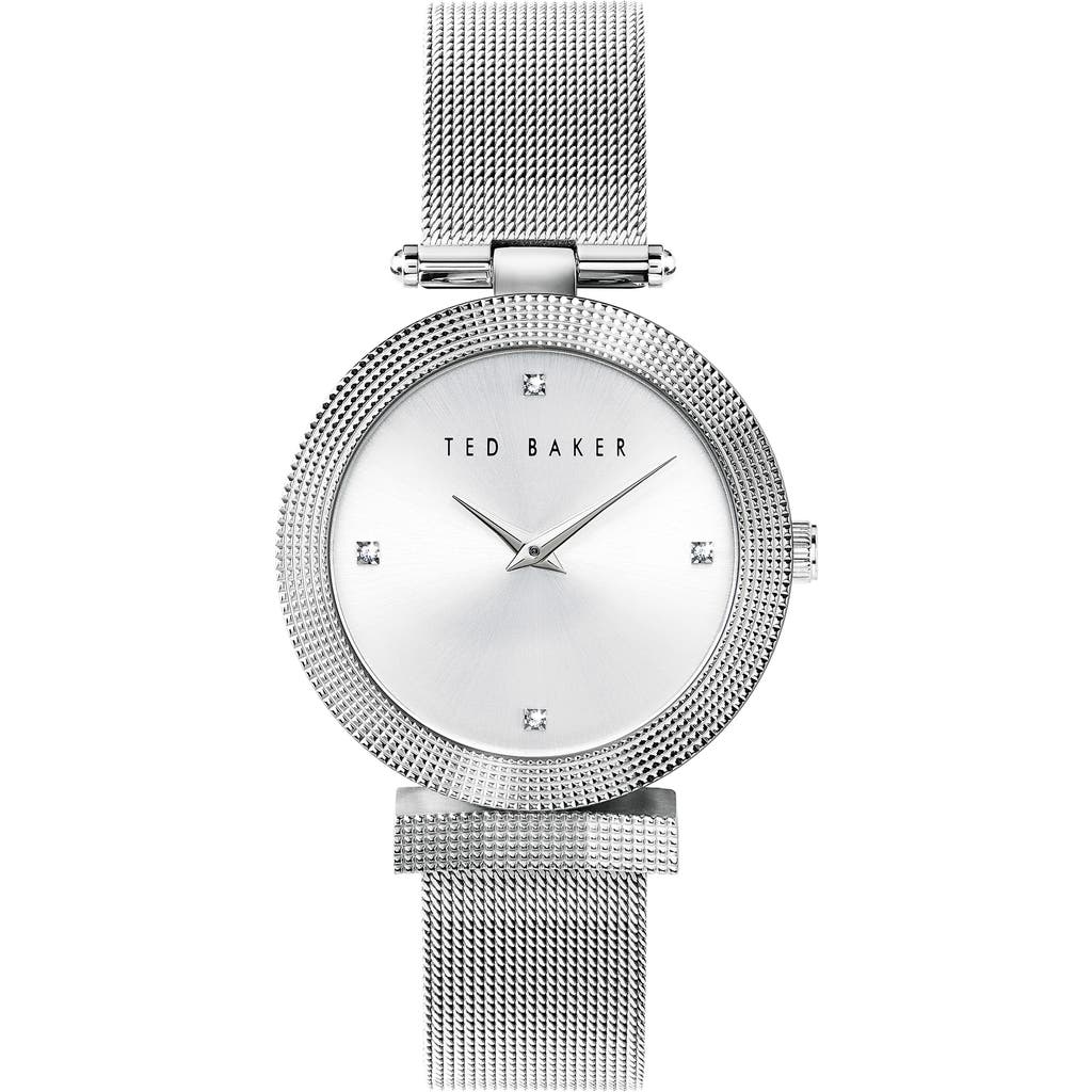 Ted Baker Bow Mesh Strap Watch, 36mm In Silver
