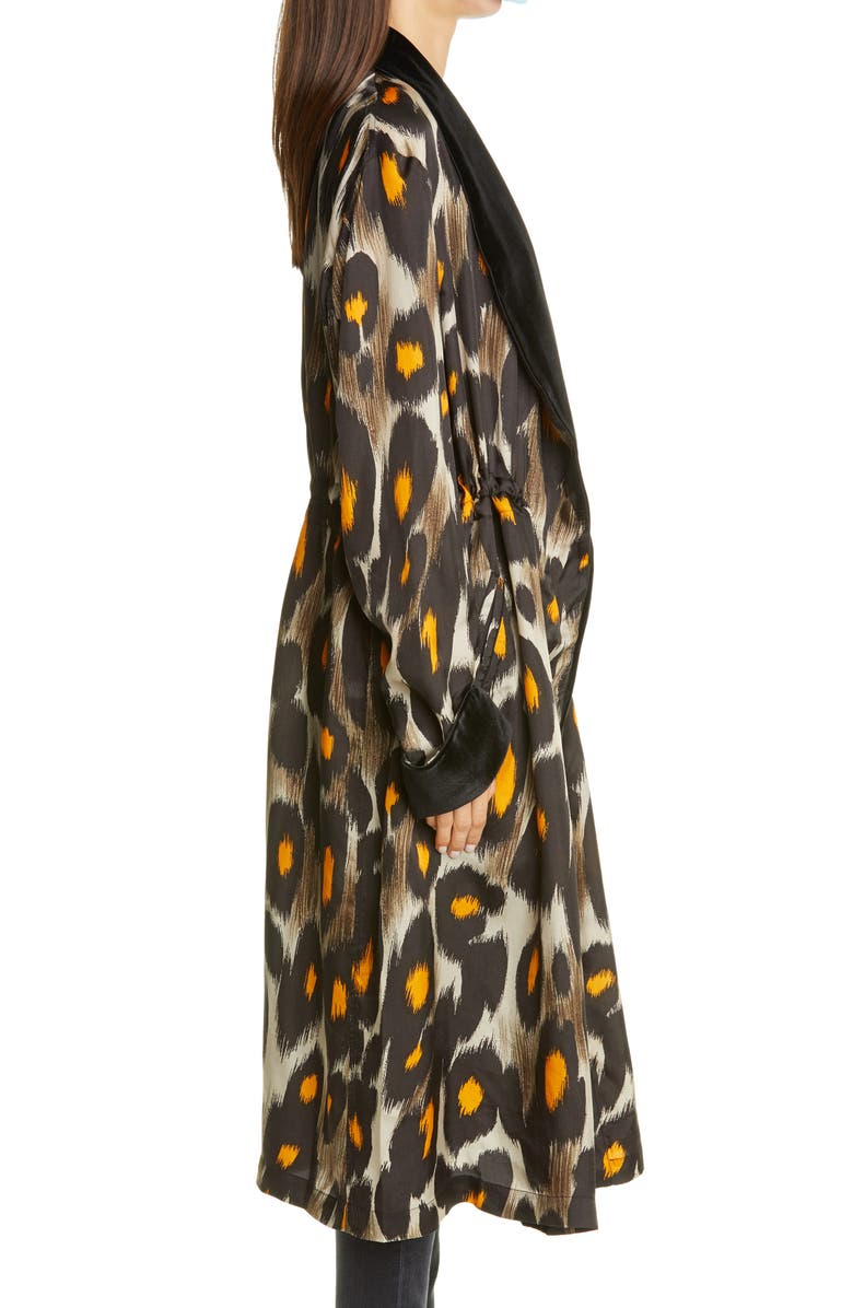 R13 Leopard Print Velvet Trim Robe Jacket, Alternate, color, 