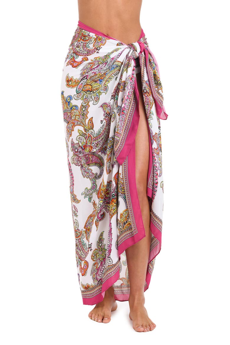 Maribel Bright Paisley Cover-Up Pareo, Main, color, WHITE MULTI