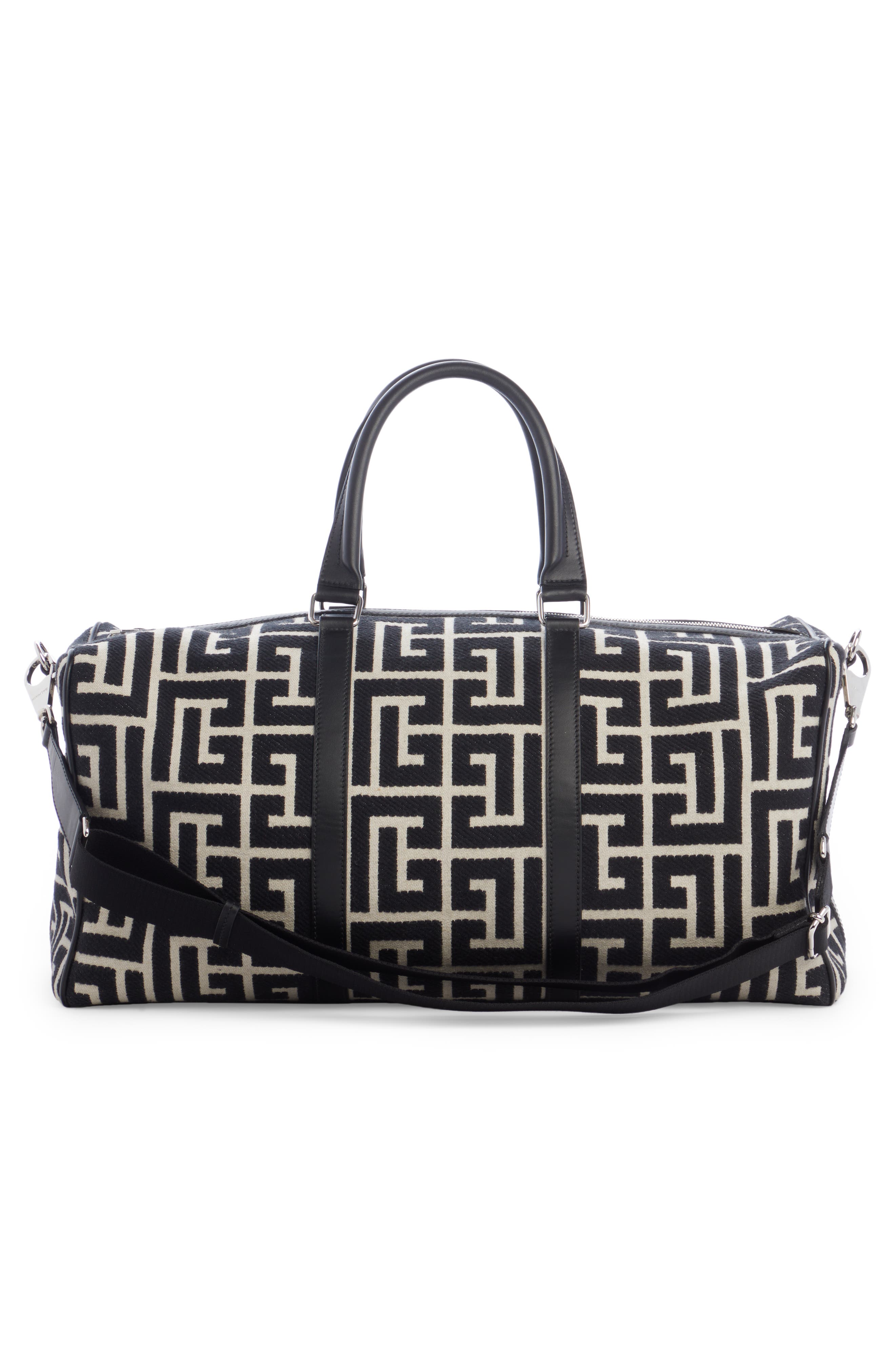 Balmain Voyage Monogram Jacquard Duffle Bag, Alternate, color, 