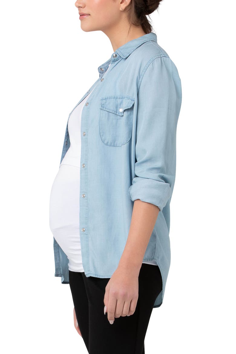Bec Chambray Shirt, Alternate, color, CLEAN FADE