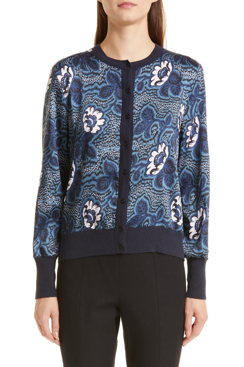 Ryviad Floral Cardigan, Main, color, NAVY