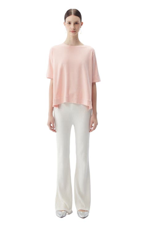 Box-Cut Cotton Silk Cashmere Blend T-Shirt