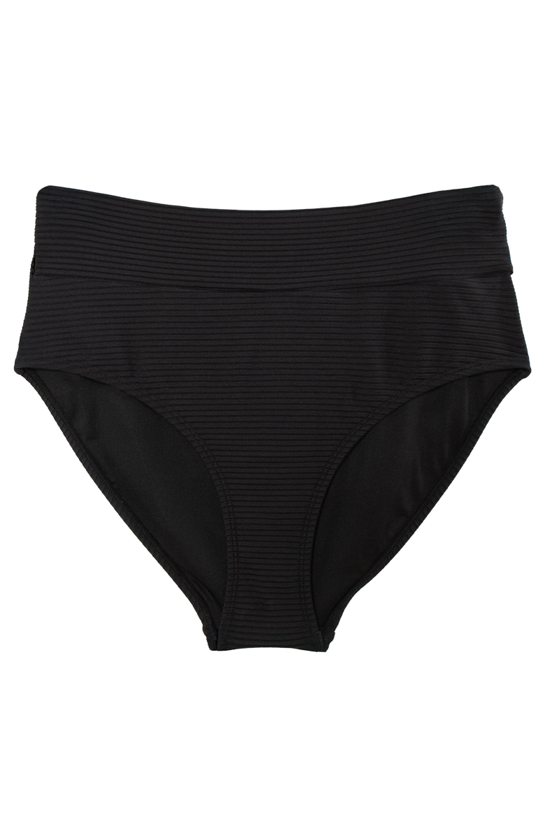 Nani Flat Rib Mid Rise Swim Bottom, Alternate, color, Black
