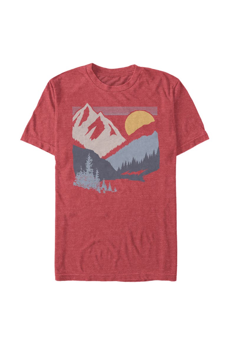 Men's Lost Gods Dusk Valley Sunset  Graphic T-Shirt, Main, color, Red Heather