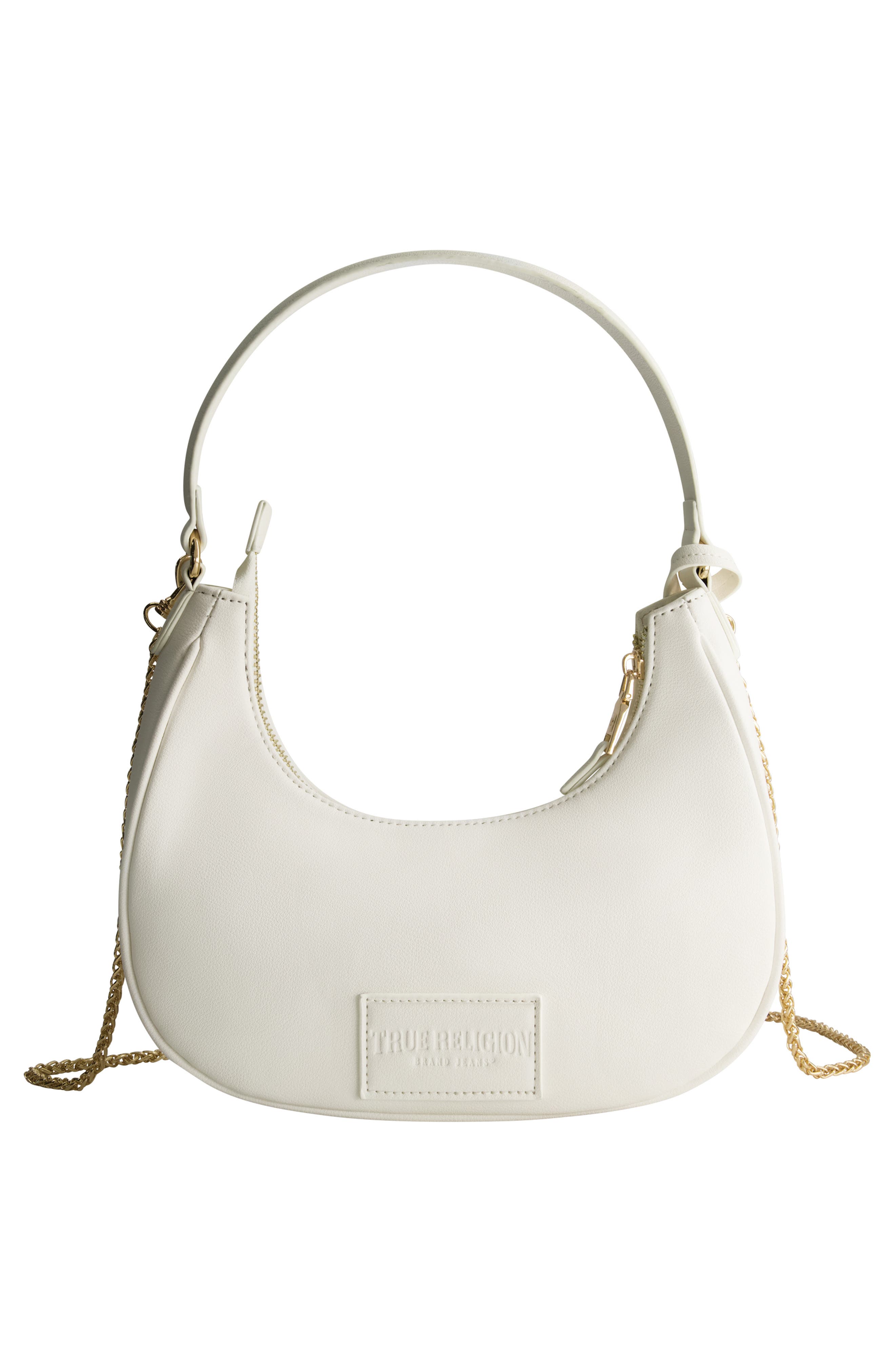 Zip Top Crescent Hobo Bag, Alternate, color, WHITE