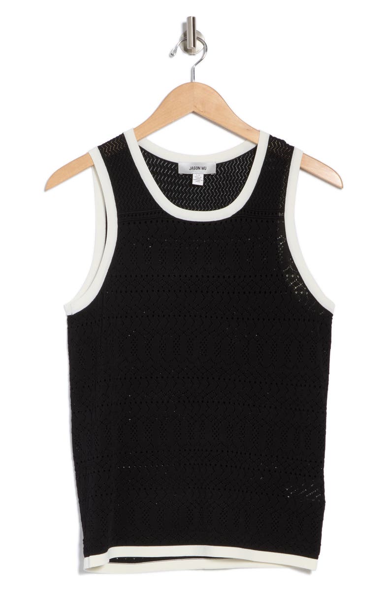 JASON WU Pointelle Sleeveless Sweater, Alternate, color, Black/ White