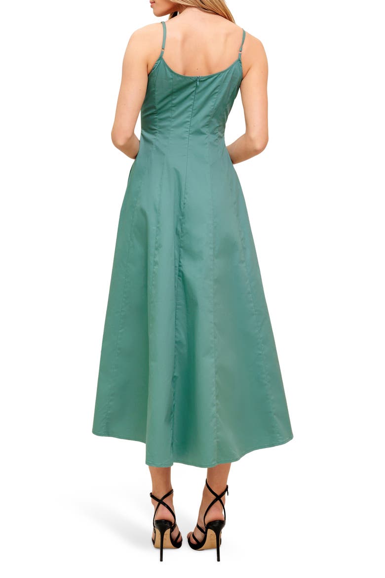 Solid Cotton A-Line Midi Sundress, Alternate, color, TEAL GREEN