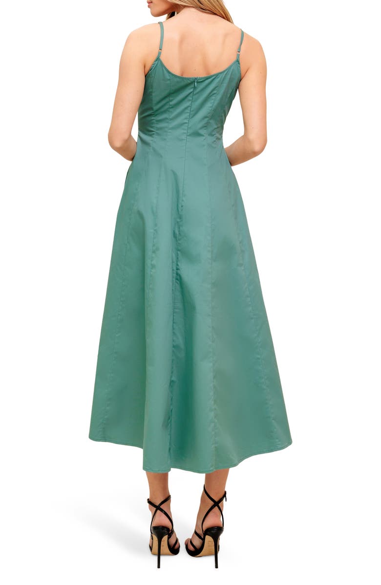 FLYING TOMATO Solid Cotton A-Line Midi Sundress, Alternate, color, Teal Green