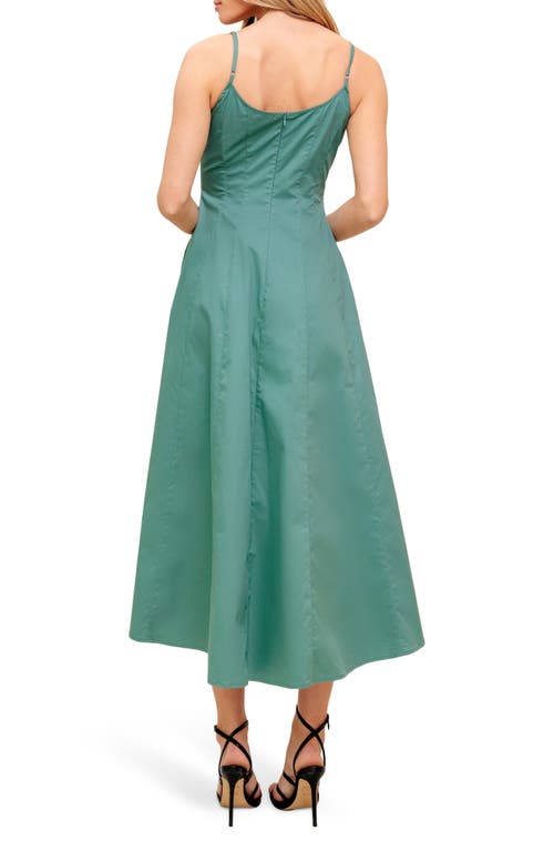 Flying Tomato Solid Cotton A-line Midi Sundress In Green