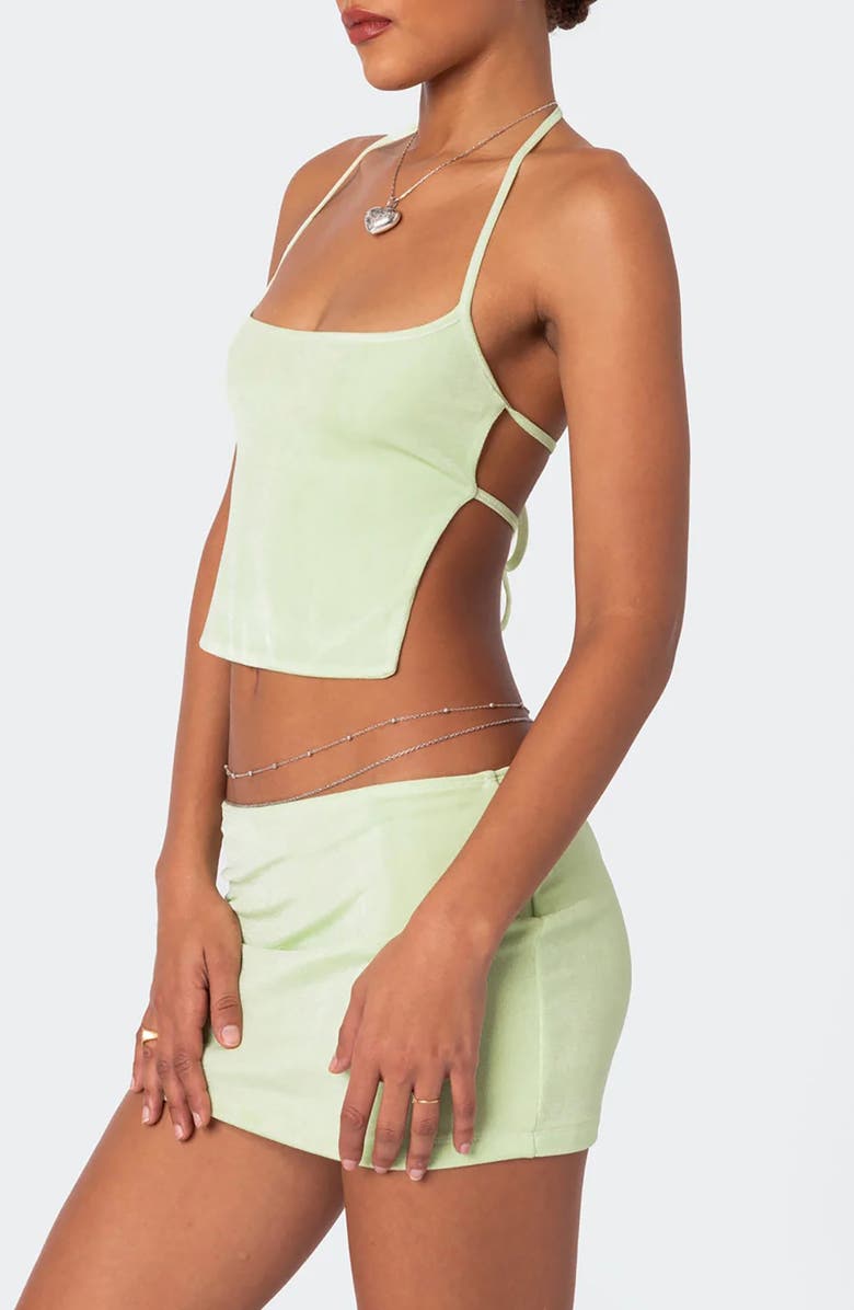 EDIKTED Keke Tie Back Halter Top, Alternate, color, Sage