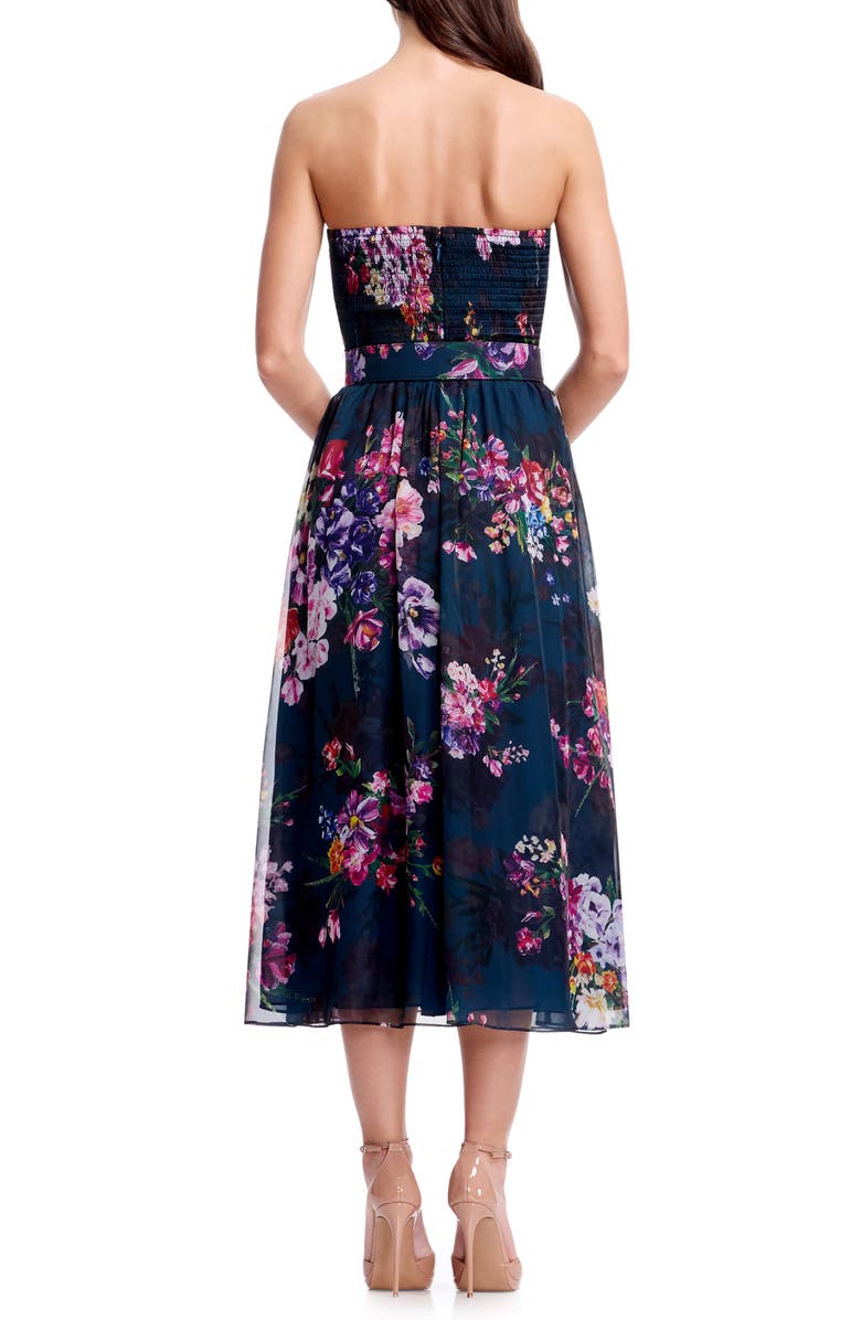 Dress the Population Jenny Floral Strapless Fit & Flare Cocktail Dress, Alternate, color, Peacock Blue Multi