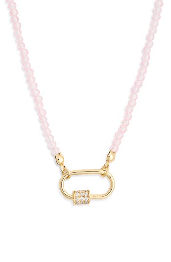 Leith Cubic Zirconia & Crystal Beaded Carabiner Necklace