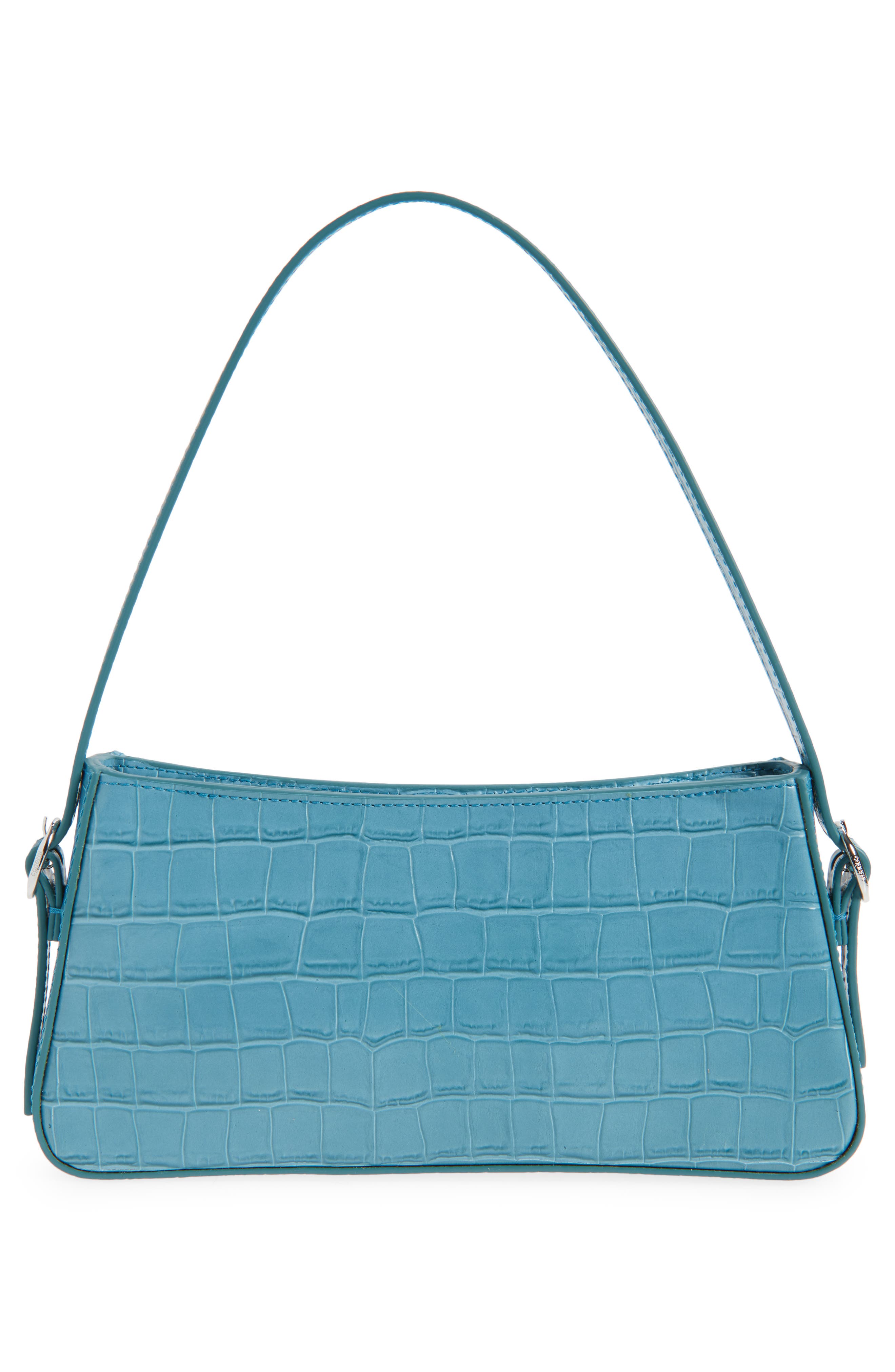 Coperni Croc Embossed Leather Baguette Bag, Alternate, color, Blue Blu