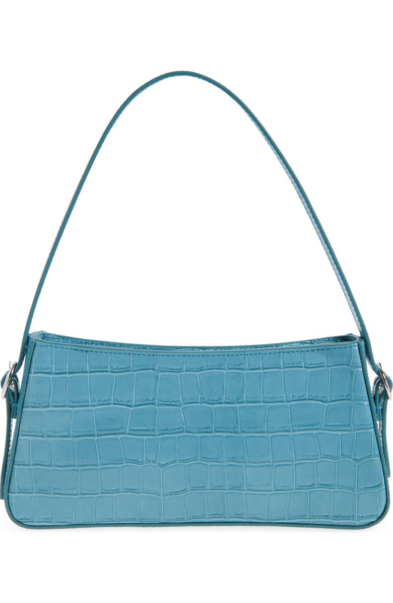 Coperni Croc Embossed Leather Baguette Bag, Alternate, color, Blue Blu