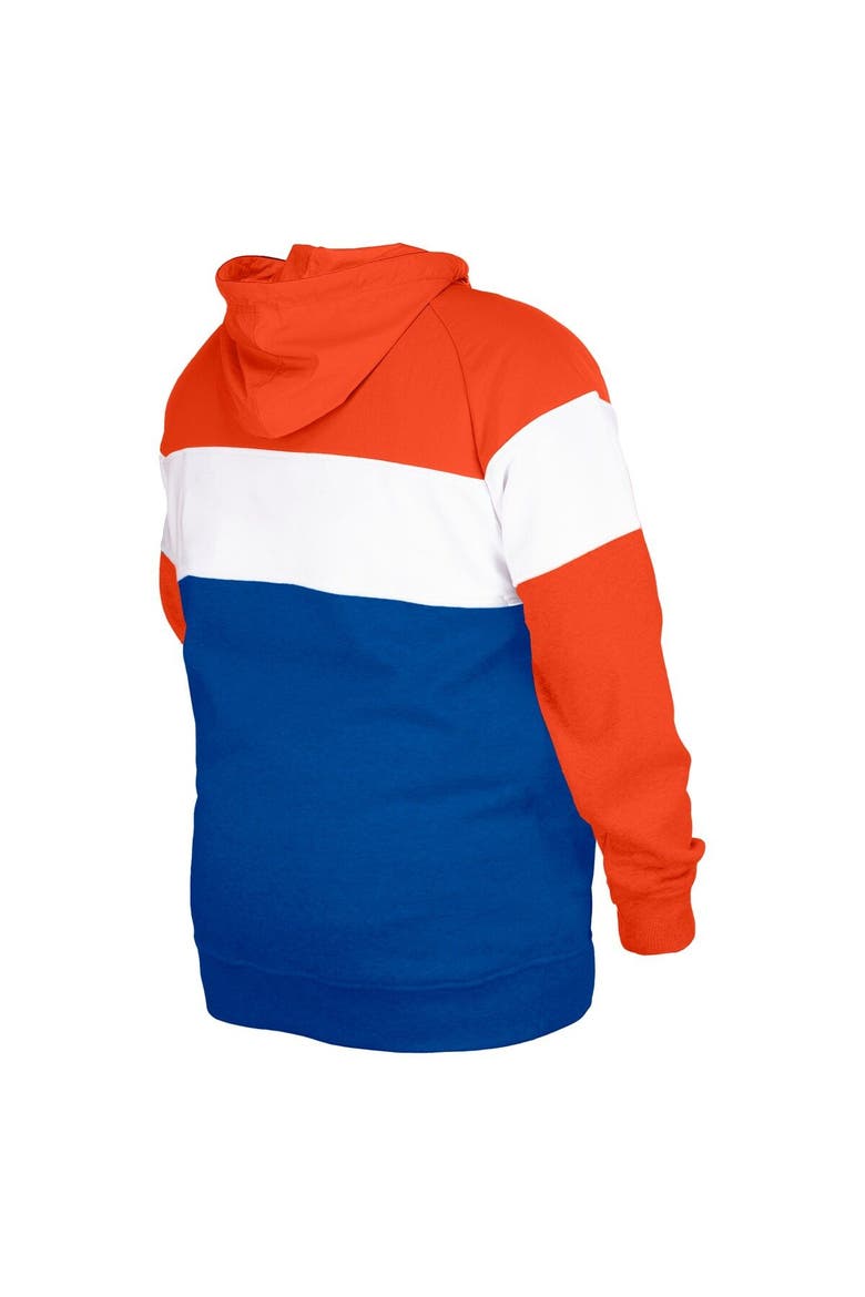 Men's New Era Blue Denver Broncos Big & Tall Throwback Colorblock Pullover Hoodie, Alternate, color, Royal