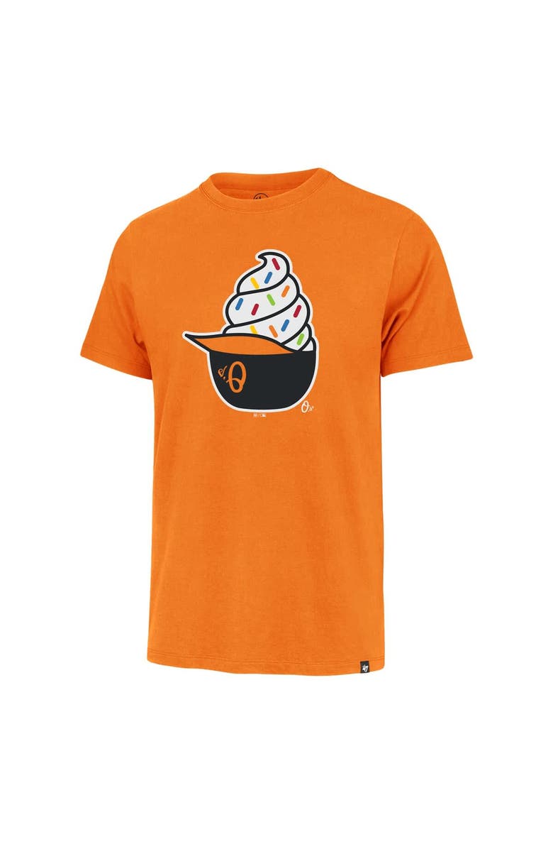 '47 Men's '47  Orange Baltimore Orioles Ice Cream Helmet Franklin T-Shirt, Alternate, color, Orange
