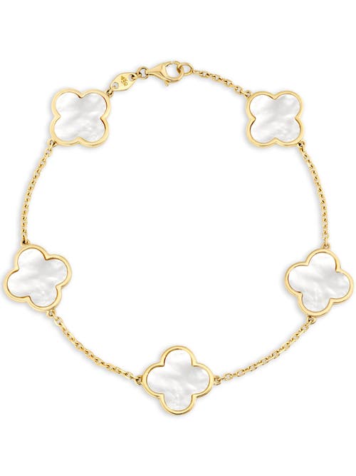 Devata Mother Of Pearl Clover Bracelets In Gold