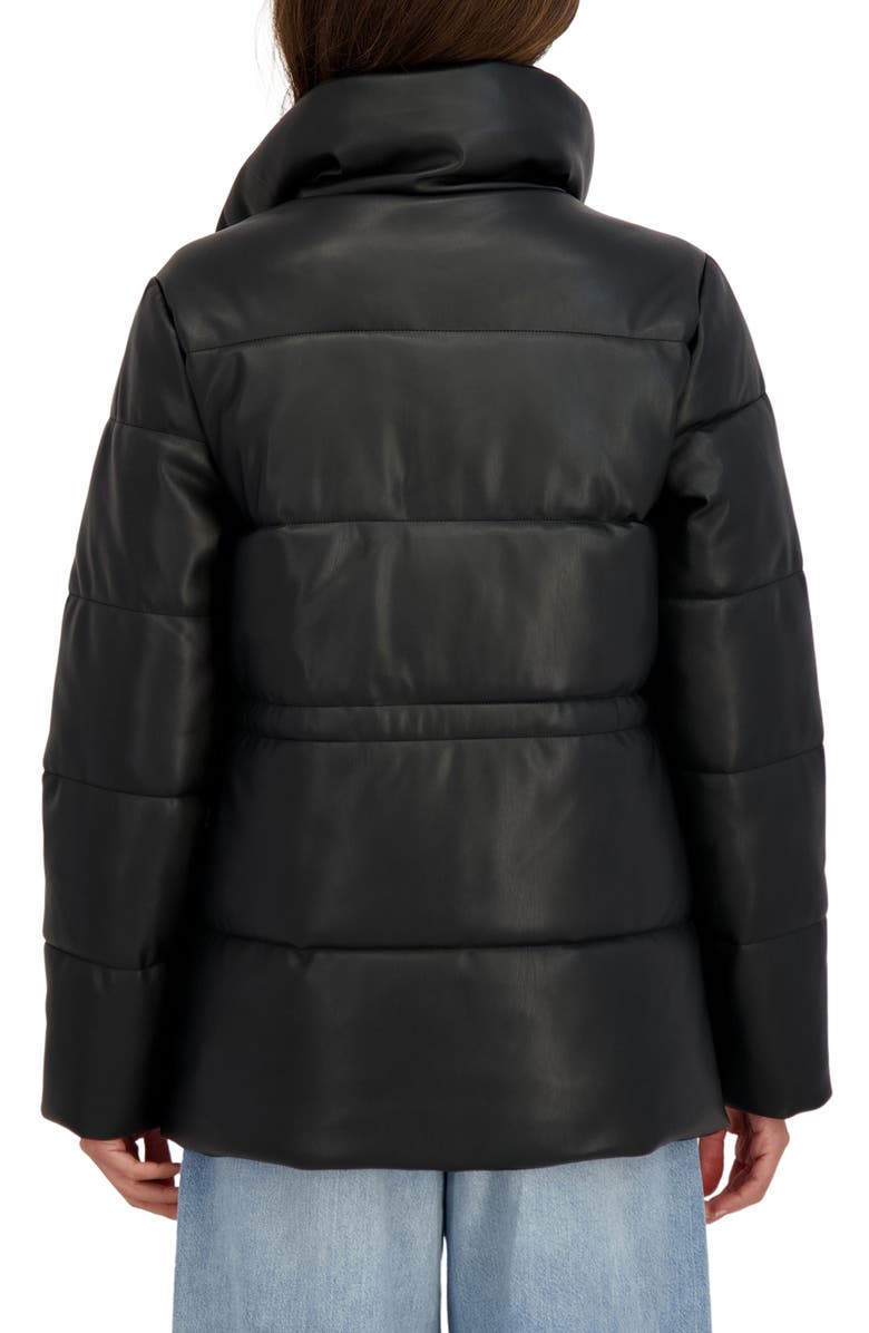 Sebby Faux Leather Puffer Jacket, Alternate, color, Black