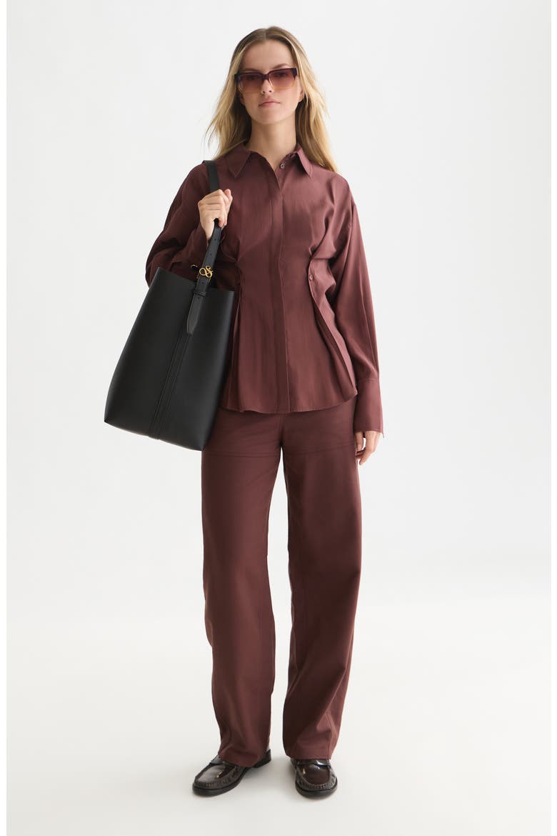 Button Waist Shirt, Alternate, color, BITTER CHOCOLATE