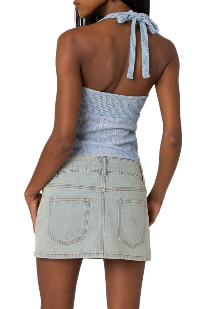 Mixed Lace Halter Top, Alternate, color, BLUE