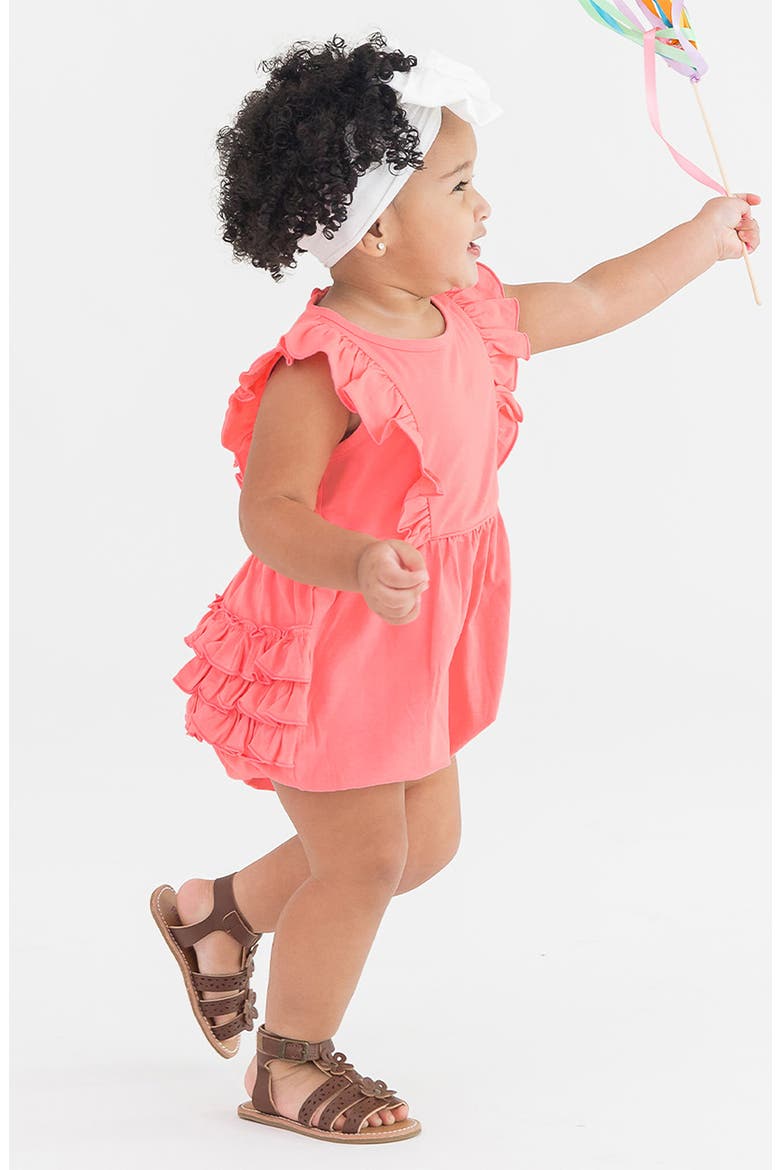 Ruffle Cotton Bubble Romper, Alternate, color, PINK