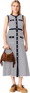 maje Breton stripe knit maxi dress