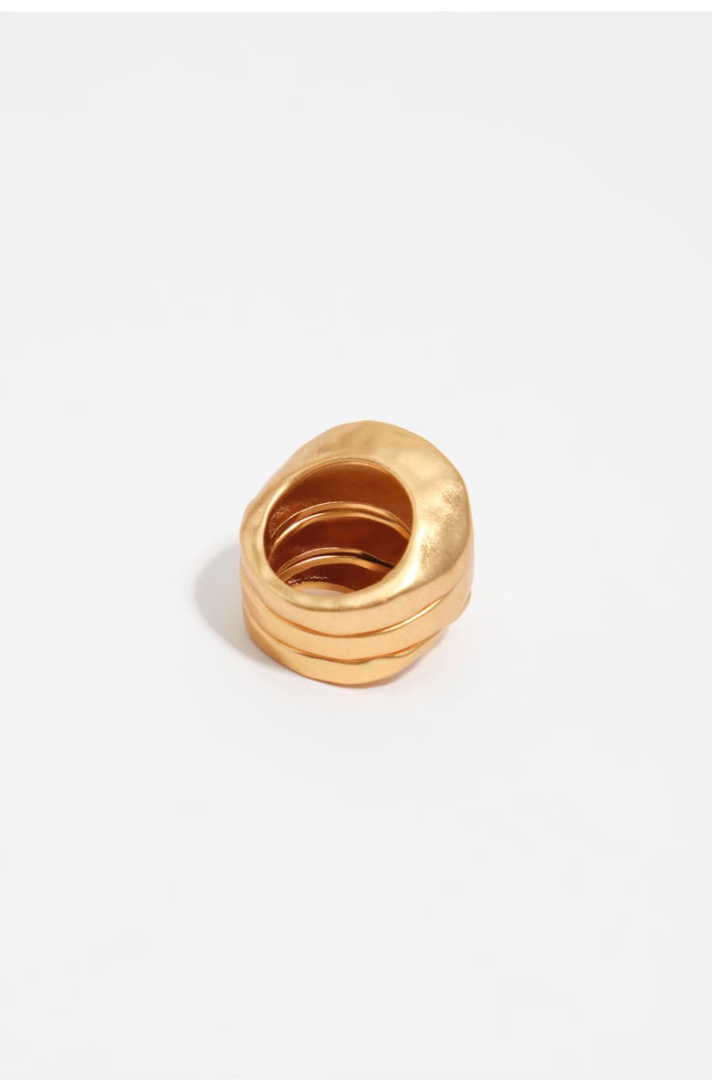Bimba y Lola Set Of 3 Matte Face Rings, Alternate, color, Gold