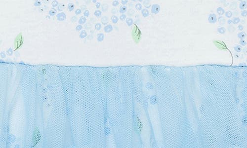 Little Me Hydrangea Skirted Bodysuit & Headband Set In Blue