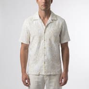 Surfside Supply Co. Mariner All Over Leaf Embroidery Camp Collar Shirt