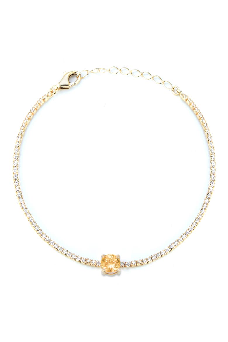 14K Gold Plated Cubic Zirconia Tennis Bracelet, Main, color, GOLD/ORANGE